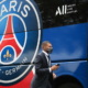 Paris Saint-Germain's French forward Kylian Mbappe leaves the bus upon his arrival before the French L1 football match between Paris-Saint Germain (PSG) and Olympique Lyonnais at The Parc des Princes Stadium in Paris on September 19, 2021. (Photo by FRANCK FIFE / AFP)